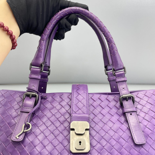 Bottega Veneta Large Roma Tote Bag Calfskin Intrecciato Dark Purple
