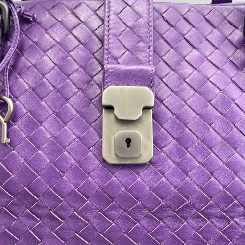 Bottega Veneta Large Roma Tote Bag Calfskin Intrecciato Dark Purple