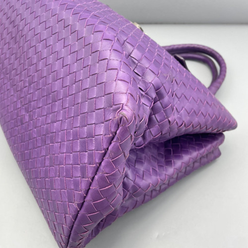 Bottega Veneta Large Roma Tote Bag Calfskin Intrecciato Dark Purple