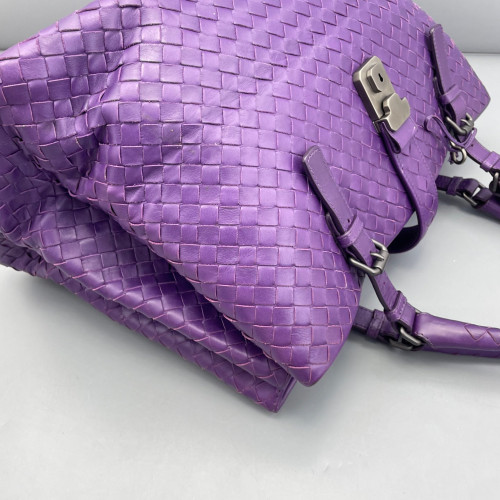 Bottega Veneta Large Roma Tote Bag Calfskin Intrecciato Dark Purple