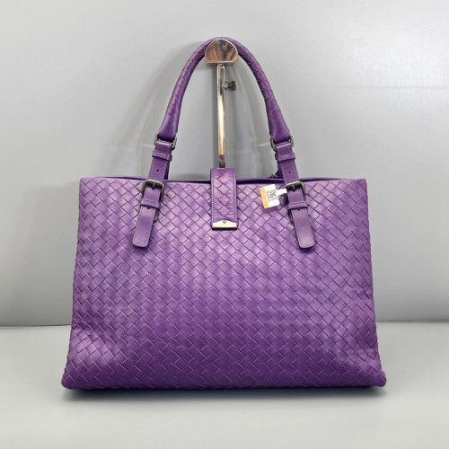 Bottega Veneta Large Roma Tote Bag Calfskin Intrecciato Dark Purple
