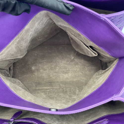 Bottega Veneta Large Roma Tote Bag Calfskin Intrecciato Dark Purple