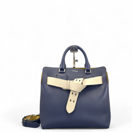 Burberry Belt Tote Grained Calfskin Blue White