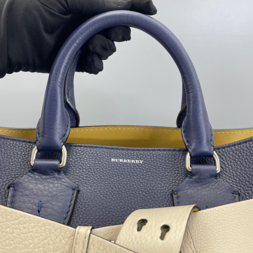 Burberry Belt Tote Grained Calfskin Blue White