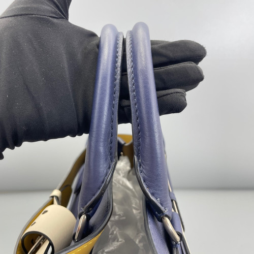 Burberry Belt Tote Grained Calfskin Blue White