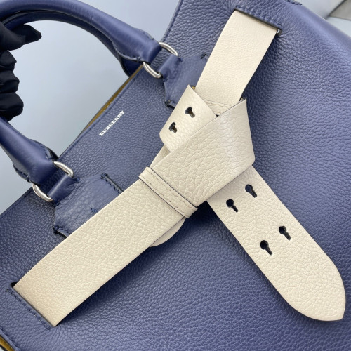 Burberry Belt Tote Grained Calfskin Blue White