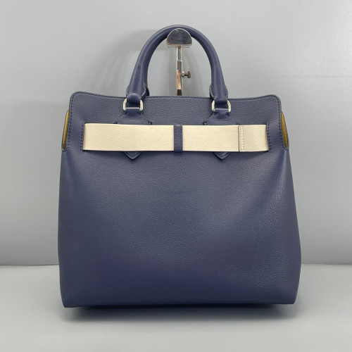 Burberry Belt Tote Grained Calfskin Blue White