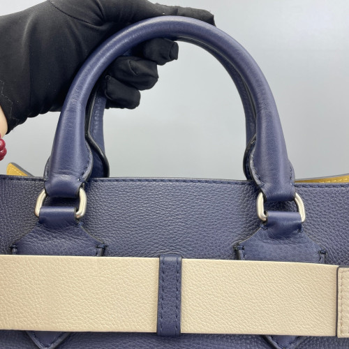 Burberry Belt Tote Grained Calfskin Blue White