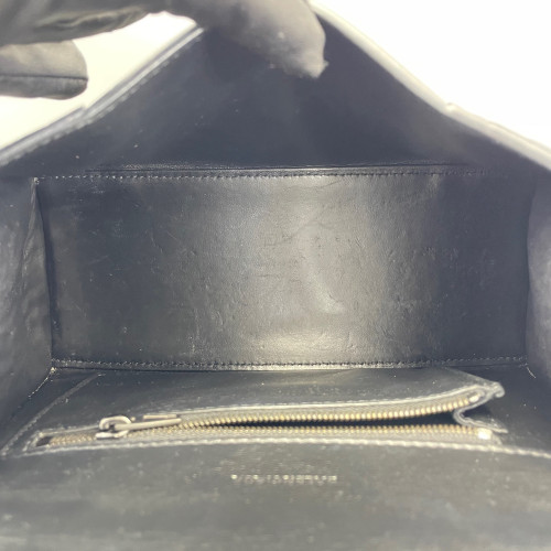 Balenciaga Hourglass Small Calfskin Crocodile Embossed Black