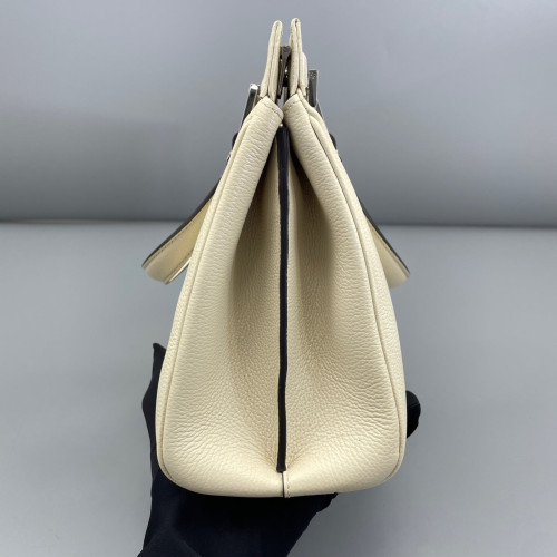 Gucci Small Zumi Top Handle Bag Grained Calfskin White