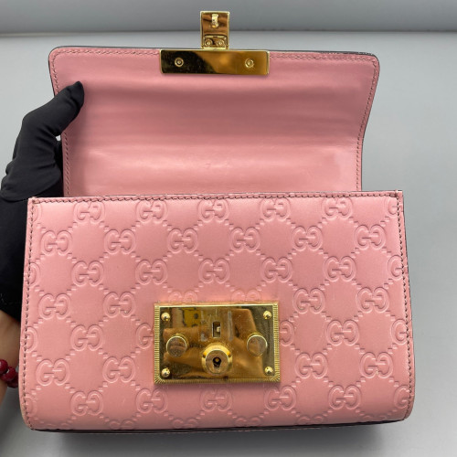 Gucci Small Padlock Shoulder Bag Guccissima Pink Gucci Small Padlock Shoulder Bag Guccissima Pink