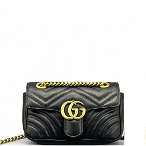 Gucci Chevron Mini GG Marmont Calfskin Black Gucci Chevron Mini GG Marmont Calfskin Black