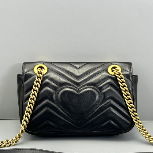 Gucci Chevron Mini GG Marmont Calfskin Black Gucci Chevron Mini GG Marmont Calfskin Black