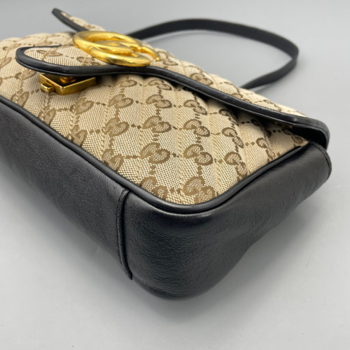 Gucci Double G Small GG Marmont GG Monogram Brown Black