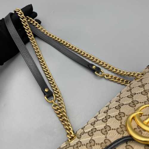 Gucci Double G Small GG Marmont GG Monogram Brown Black