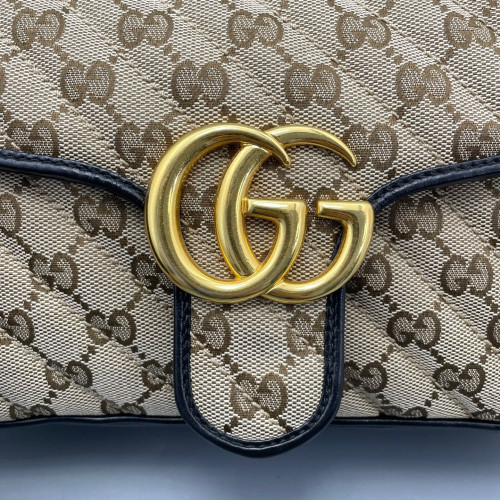 Gucci Double G Small GG Marmont GG Monogram Brown Black