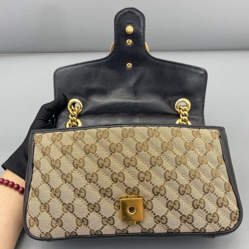 Gucci Double G Small GG Marmont GG Monogram Brown Black