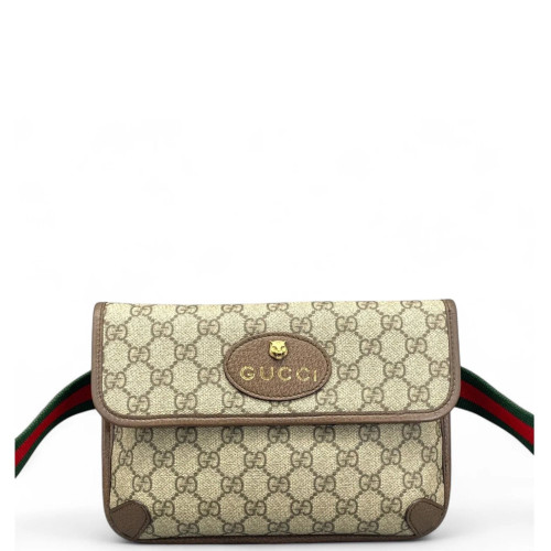 Gucci Web Neo Vintage Belt Bag GG Supreme Monogram Beige Ebony