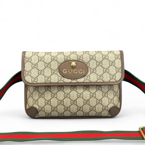 Gucci Web Neo Vintage Belt Bag GG Supreme Monogram Beige Ebony