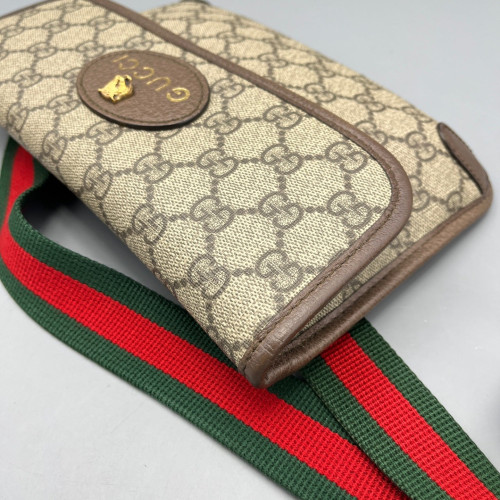 Gucci Web Neo Vintage Belt Bag GG Supreme Monogram Beige Ebony