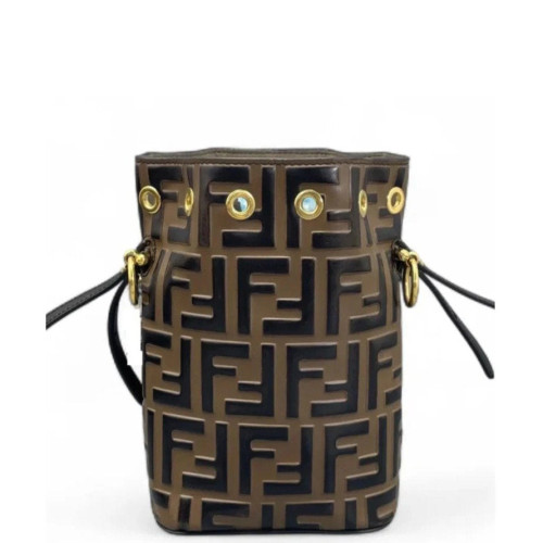 Fendi Mini Mon Tresor Bucket Embossed FF Brown