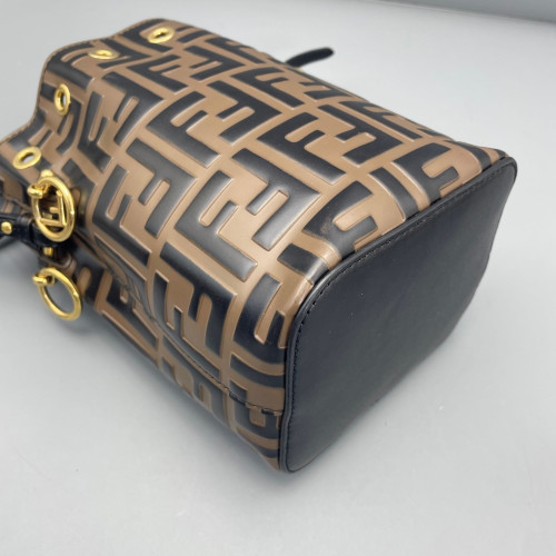 Fendi Mini Mon Tresor Bucket Embossed FF Brown