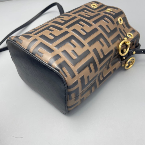Fendi Mini Mon Tresor Bucket Embossed FF Brown