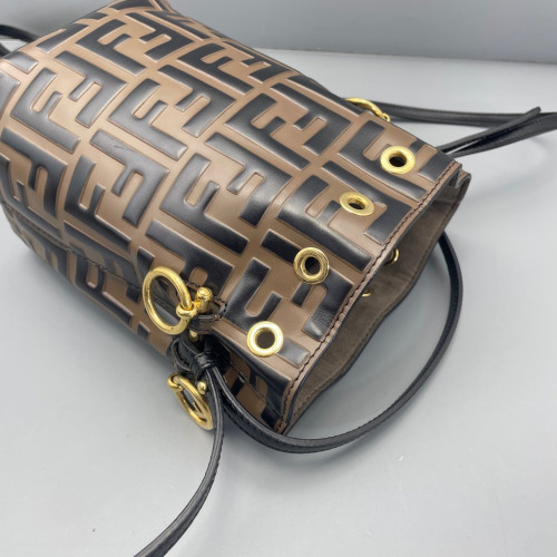 Fendi Mini Mon Tresor Bucket Embossed FF Brown