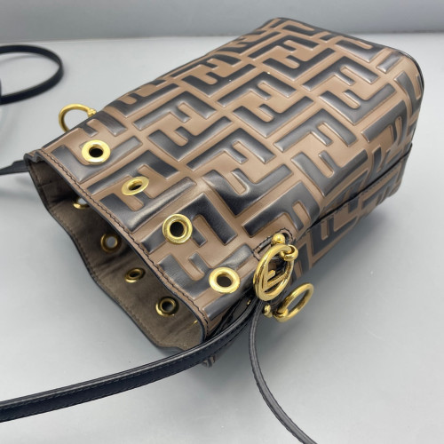 Fendi Mini Mon Tresor Bucket Embossed FF Brown