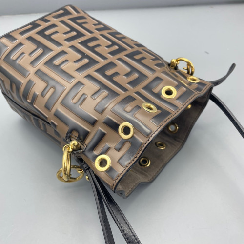 Fendi Mini Mon Tresor Bucket Embossed FF Brown