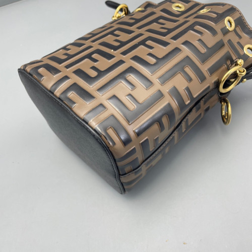 Fendi Mini Mon Tresor Bucket Embossed FF Brown
