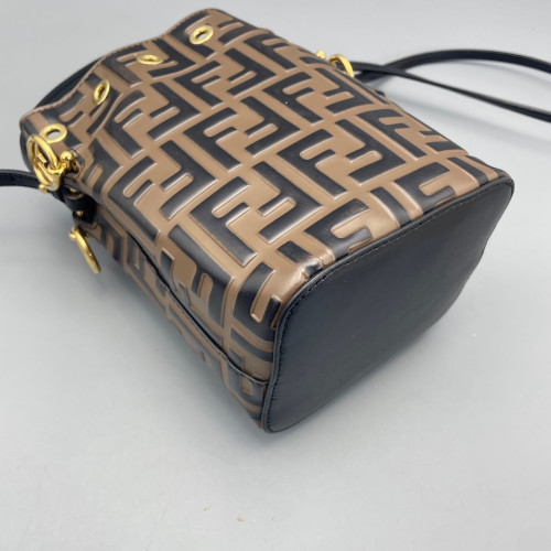 Fendi Mini Mon Tresor Bucket Embossed FF Brown