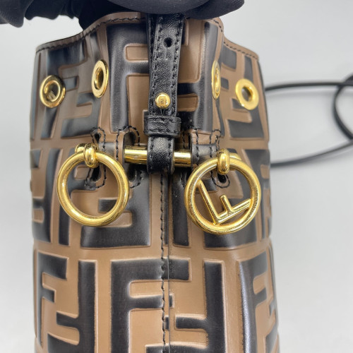 Fendi Mini Mon Tresor Bucket Embossed FF Brown