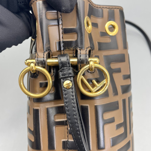 Fendi Mini Mon Tresor Bucket Embossed FF Brown