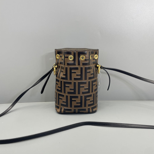 Fendi Mini Mon Tresor Bucket Embossed FF Brown