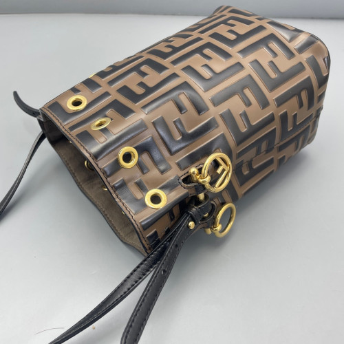 Fendi Mini Mon Tresor Bucket Embossed FF Brown