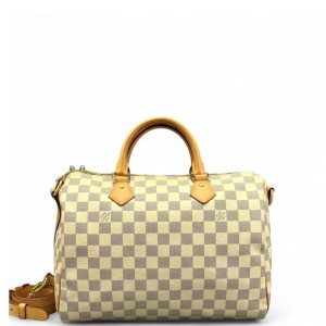 Louis Vuitton Speedy Bandouliere 30 Damier Azur White Grey Louis Vuitton Speedy Bandouliere 30 Damier Azur White Grey