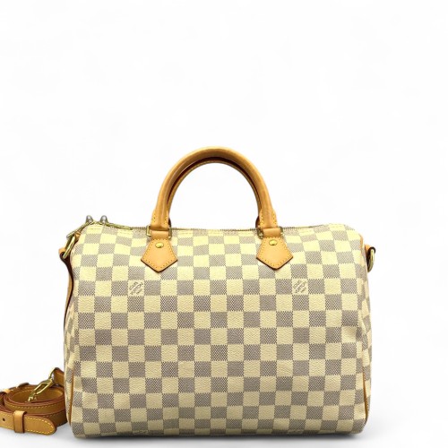 Louis Vuitton Speedy Bandouliere 30 Damier Azur White Grey
