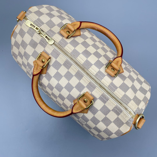 Louis Vuitton Speedy Bandouliere 30 Damier Azur White Grey