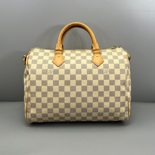 Louis Vuitton Speedy Bandouliere 30 Damier Azur White Grey