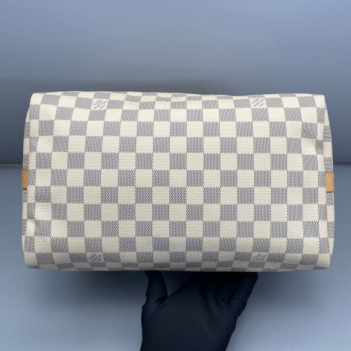 Louis Vuitton Speedy Bandouliere 30 Damier Azur White Grey