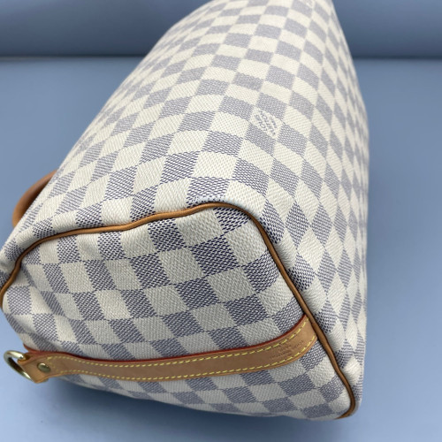 Louis Vuitton Speedy Bandouliere 30 Damier Azur White Grey