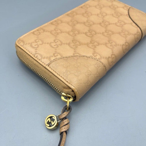 Gucci Zip Around Wallet Guccissima Nude Pink