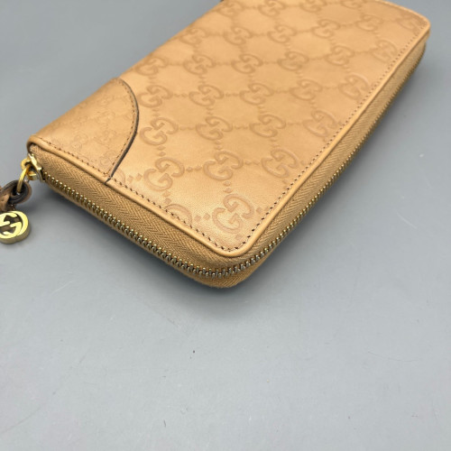 Gucci Zip Around Wallet Guccissima Nude Pink