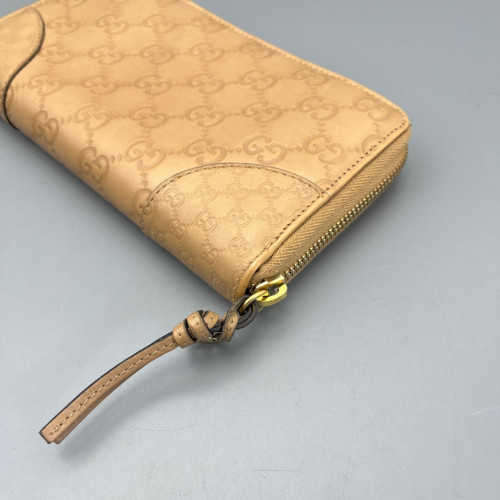 Gucci Zip Around Wallet Guccissima Nude Pink