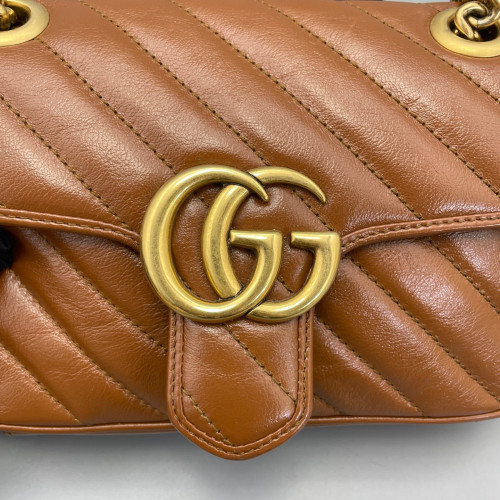 Gucci Matelasse Mini GG Marmont Calfskin Tan