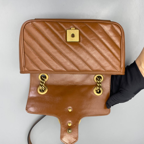 Gucci Matelasse Mini GG Marmont Calfskin Tan