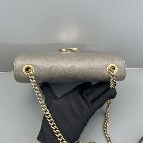 Gucci Small Interlocking G Shoulder Bag Grained Calfskin Grey Gucci Small Interlocking G Shoulder Bag Grained Calfskin Grey