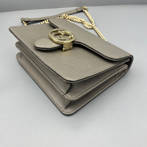 Gucci Small Interlocking G Shoulder Bag Grained Calfskin Grey Gucci Small Interlocking G Shoulder Bag Grained Calfskin Grey