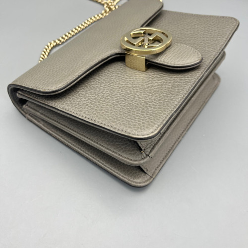 Gucci Small Interlocking G Shoulder Bag Grained Calfskin Grey Gucci Small Interlocking G Shoulder Bag Grained Calfskin Grey
